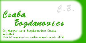 csaba bogdanovics business card